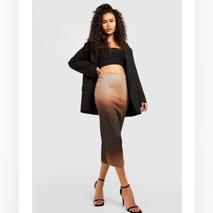 Boohoo Gradient Brown Pencil Skirt - SZ 12